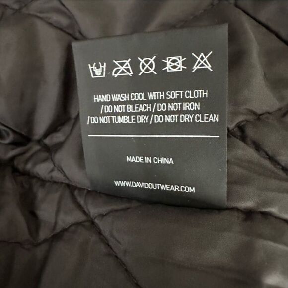 David Outwear Black Quilted PU Leather Bonanza Jacket with Zipper Closure Small - Picture 6 of 7